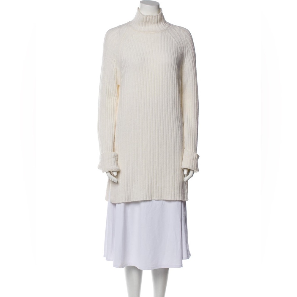 Wool mock neck sweater tunic dress